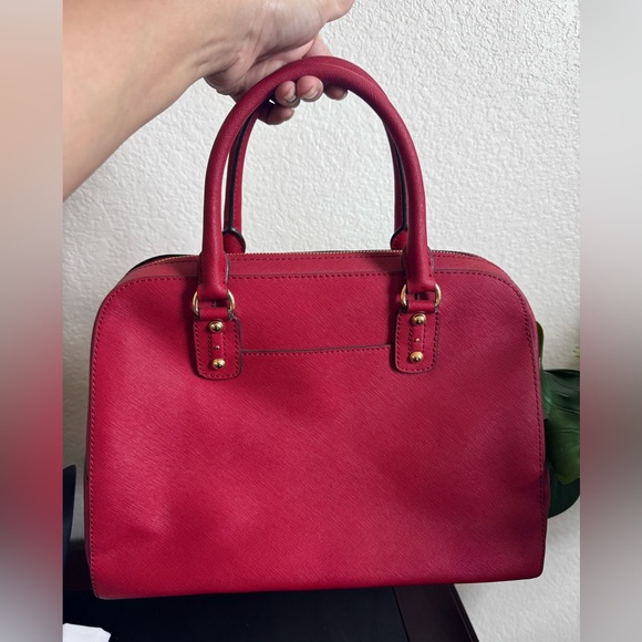 Authentic Michael Kors Saffiano Leather Red Satchel Bag - Picture 3 of 7